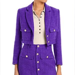 AQUA X Maeve Reilly Tweed Purple Cropped Jacket